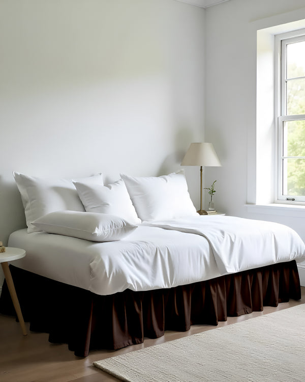 Cocoa Comfort Daybed Skirt – Deep Chocolate Ruffles-Bed Skirts-Shreem Linen-Slumber Sphere