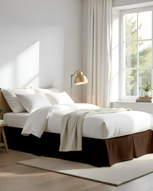 Neatflair Pleated Bed Skirt- 1 Piece, Chocolate-Bed Skirts-Shreem Linen-Slumber Sphere