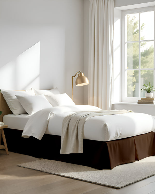Neatflair Pleated Bed Skirt- 1 Piece, Chocolate-Bed Skirts-Shreem Linen-Slumber Sphere