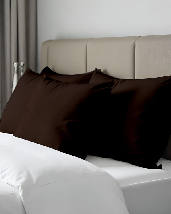 CloudCotton - Set of 2 Piece Pillow Cover with Ultra-Soft & Silky in Chocolate Brown-Pillowcases-Cottingon-Slumber Sphere