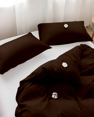 DreamHaven – Breathable & Beautiful 3 Piece Cotton Duvet Cover - Chocolate-Bed Layers-Cottington Lane-Slumber Sphere