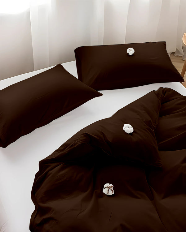 DreamHaven – Breathable & Beautiful 3 Piece Cotton Duvet Cover - Chocolate-Bed Layers-Cottington Lane-Slumber Sphere