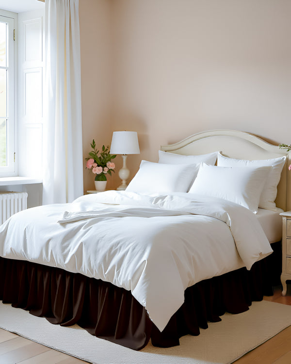 Chocolate Glaze- Ultra-Soft Microfiber Ruffled Bed Skirt- Chocolate Brown-Bed Skirts-Shreem Linen-Slumber Sphere