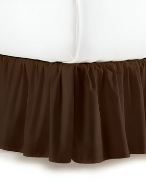 Chocolate Glaze- Ultra-Soft Microfiber Ruffled Bed Skirt- Chocolate Brown-Bed Skirts-Shreem Linen-Slumber Sphere