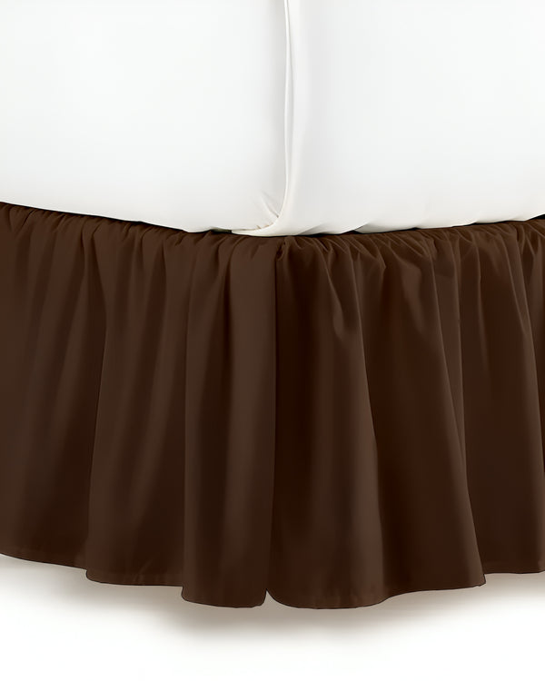 Chocolate Glaze- Ultra-Soft Microfiber Ruffled Bed Skirt- Chocolate Brown-Bed Skirts-Shreem Linen-Slumber Sphere