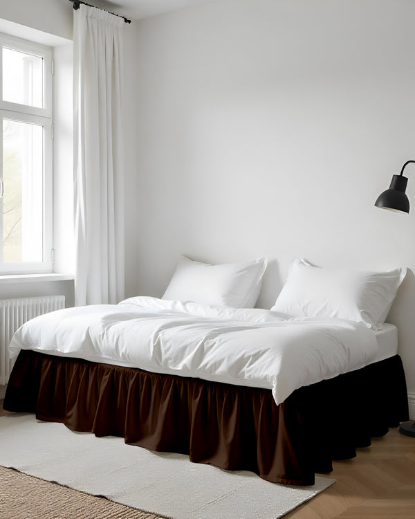 Cocoa Comfort Daybed Skirt – Deep Chocolate Ruffles-Bed Skirts-Shreem Linen-Slumber Sphere