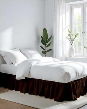 Chocolate Glaze- Ultra-Soft Microfiber Ruffled Bed Skirt- Chocolate Brown-Bed Skirts-Shreem Linen-Slumber Sphere