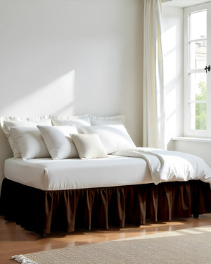 Cocoa Comfort Daybed Skirt – Deep Chocolate Ruffles-Bed Skirts-Shreem Linen-Slumber Sphere