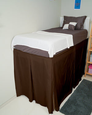 SmartPleat – Microfiber 1 Piece Pleated Dorm Bed Skirt - Chocolate Brown-Bed Skirts-Shreem Linen-Slumber Sphere
