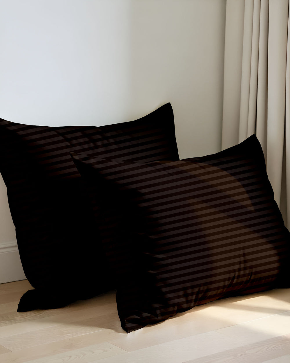 CocoaWeave Chocolate Striped 2 Piece Pillow Covers-Pillowcases-Cottingon-Slumber Sphere