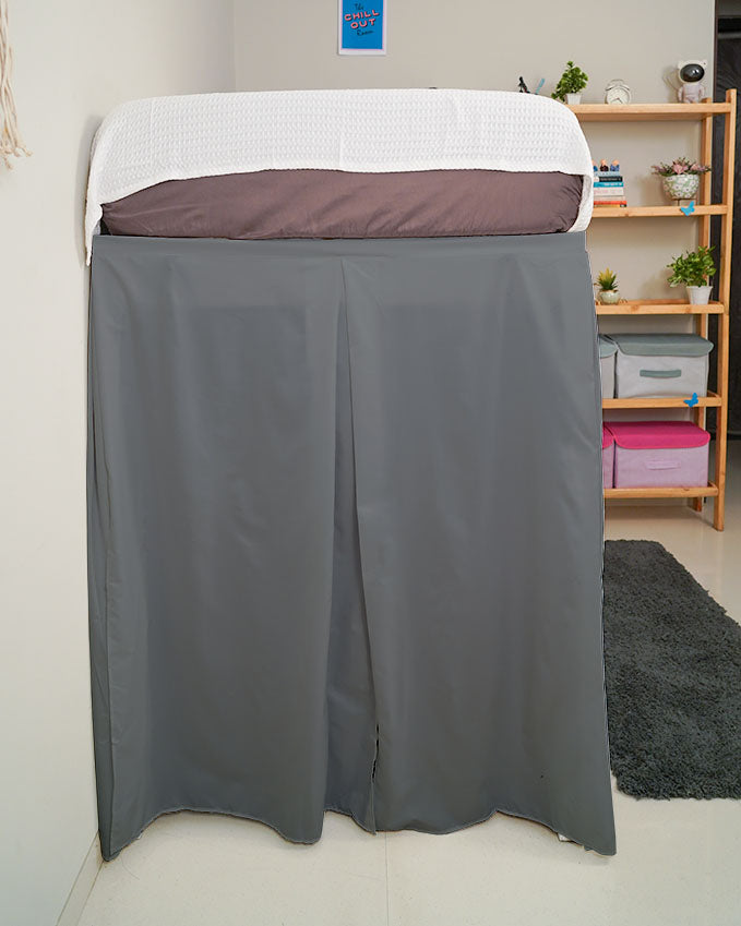 SmartPleat – Microfiber 1 Piece Pleated Dorm Bed Skirt - Dark Grey-Bed Skirts-Shreem Linen-Slumber Sphere