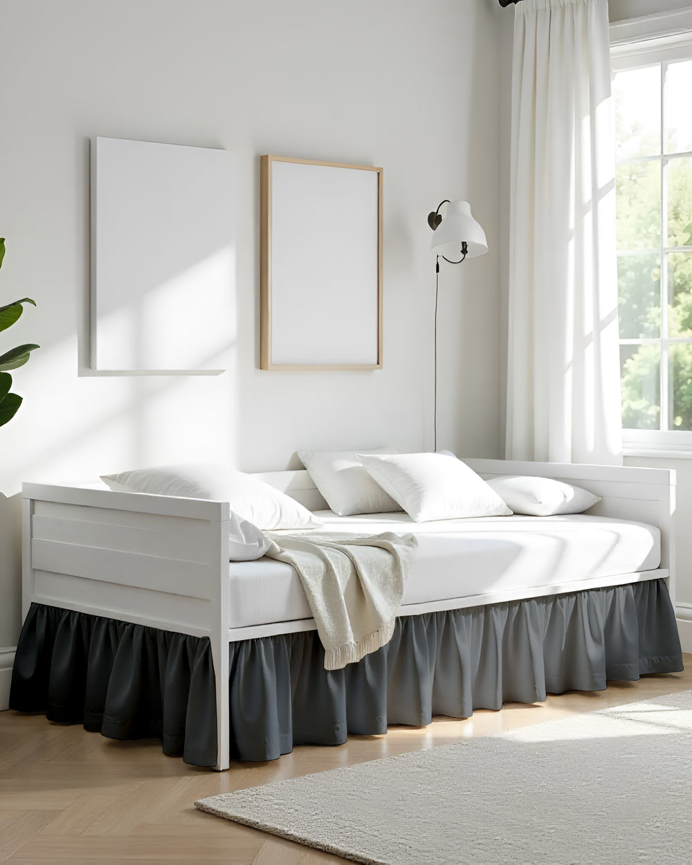 Blend of Midnight Hues Ruffle Daybed Skirt – Dark Grey Hue-Bed Skirts-Shreem Linen-Slumber Sphere