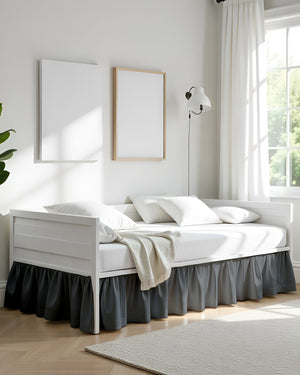 Blend of Midnight Hues Ruffle Daybed Skirt – Dark Grey Hue-Bed Skirts-Shreem Linen-Slumber Sphere
