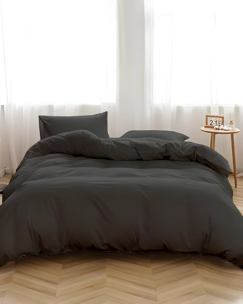 DreamHaven – Breathable & Beautiful 3 Piece Cotton Duvet Cover - Dark Gray-Bed Layers-Cottington Lane-Slumber Sphere