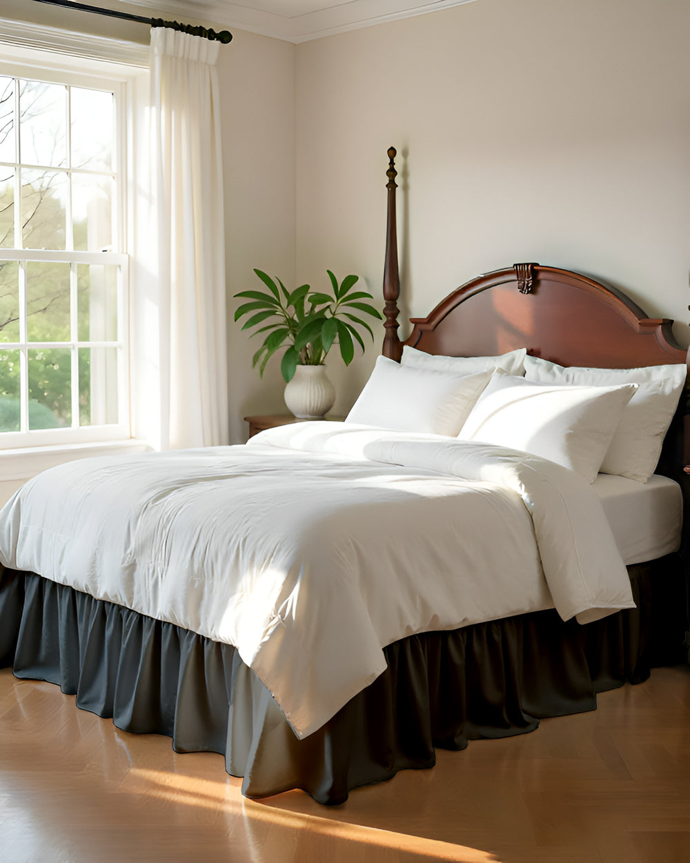 Galactic Gaze- Ultra-Soft Microfiber Ruffled Bed Skirt- Dark Gray-Bed Skirts-Shreem Linen-Slumber Sphere