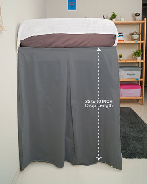 SmartPleat – Microfiber 1 Piece Pleated Dorm Bed Skirt - Dark Grey-Bed Skirts-Shreem Linen-Slumber Sphere
