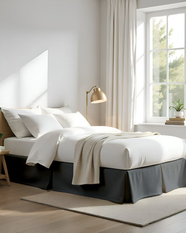 Neatflair Pleated Bed Skirt- 1 Piece, Dark Gray-Bed Skirts-Shreem Linen-Slumber Sphere