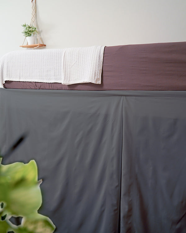 SmartPleat – Microfiber 1 Piece Pleated Dorm Bed Skirt - Dark Grey-Bed Skirts-Shreem Linen-Slumber Sphere