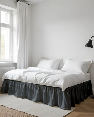 Blend of Midnight Hues Ruffle Daybed Skirt – Dark Grey Hue-Bed Skirts-Shreem Linen-Slumber Sphere