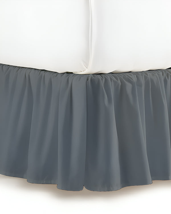 Galactic Gaze- Ultra-Soft Microfiber Ruffled Bed Skirt- Dark Gray-Bed Skirts-Shreem Linen-Slumber Sphere