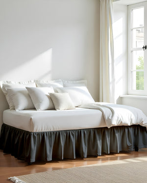 Blend of Midnight Hues Ruffle Daybed Skirt – Dark Grey Hue-Bed Skirts-Shreem Linen-Slumber Sphere
