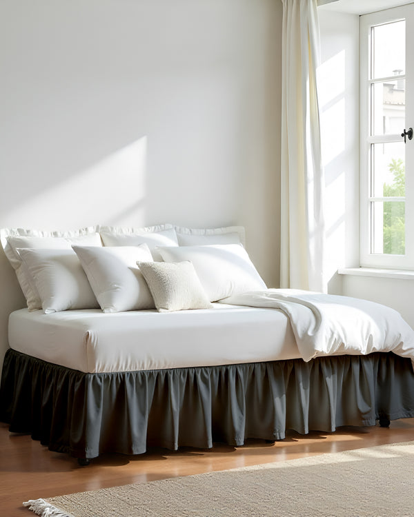 Blend of Midnight Hues Ruffle Daybed Skirt – Dark Grey Hue-Bed Skirts-Shreem Linen-Slumber Sphere
