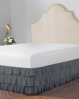GraceLoom Tiered Ruffle Bed Skirt, Dark Gray-Bed Skirts-Shreem Linen-Slumber Sphere