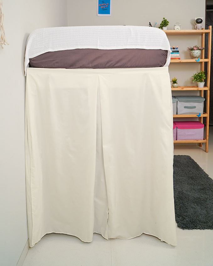SmartPleat – Microfiber 1 Piece Pleated Dorm Bed Skirt - Ivory-Bed Skirts-Shreem Linen-Slumber Sphere