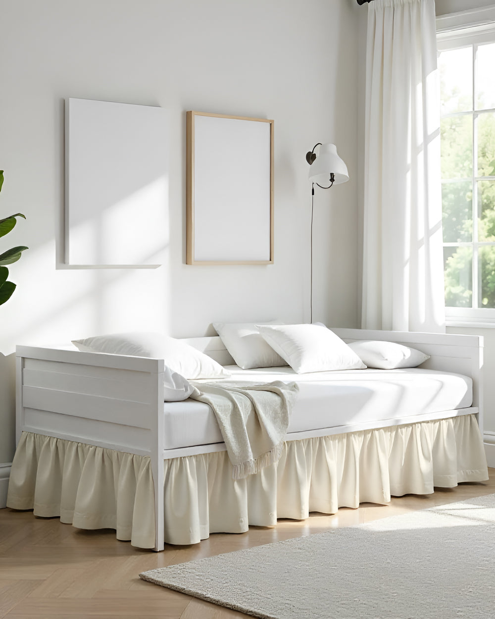 Cream Cloud Ruffle Daybed Skirt – Pure Ivory Grace-Bed Skirts-Shreem Linen-Slumber Sphere