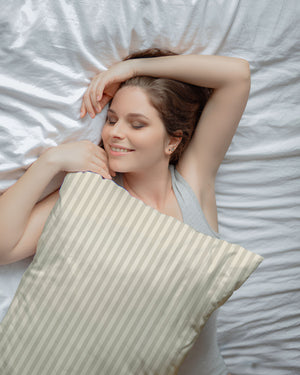Butterscotch Mist Ivory Striped 2 Piece Pillow Covers-Pillowcases-Cottingon-Slumber Sphere