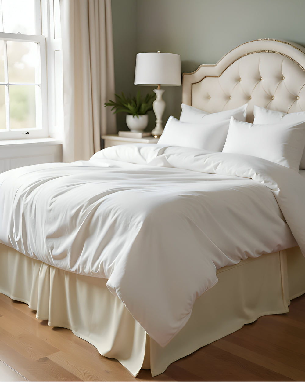 Neatflair Pleated Bed Skirt- 1 Piece, Ivory-Bed Skirts-Shreem Linen-Slumber Sphere