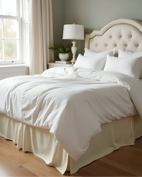 Neatflair Pleated Bed Skirt- 1 Piece, Ivory-Bed Skirts-Shreem Linen-Slumber Sphere