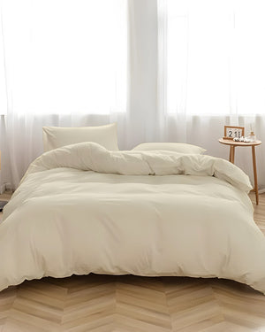 DreamHaven – Breathable & Beautiful 3 Piece Cotton Duvet Cover - Ivory-Bed Layers-Cottington Lane-Slumber Sphere