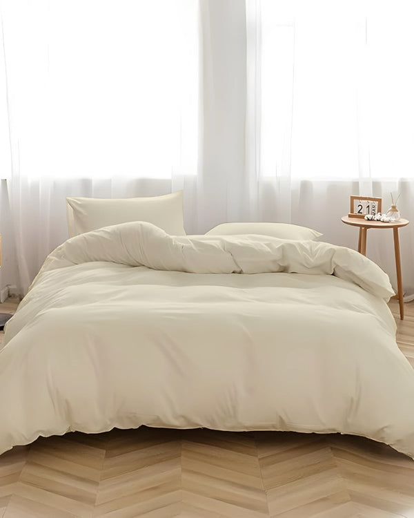 DreamHaven – Breathable & Beautiful 3 Piece Cotton Duvet Cover - Ivory-Bed Layers-Cottington Lane-Slumber Sphere
