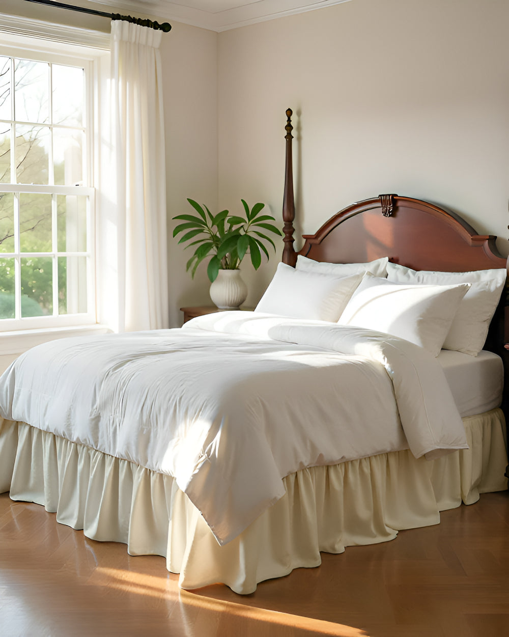 Vintage Touch- Ultra-Soft Microfiber Ruffled Bed Skirt- Ivory-Bed Skirts-Shreem Linen-Slumber Sphere