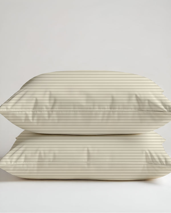 Butterscotch Mist Ivory Striped 2 Piece Pillow Covers-Pillowcases-Cottingon-Slumber Sphere