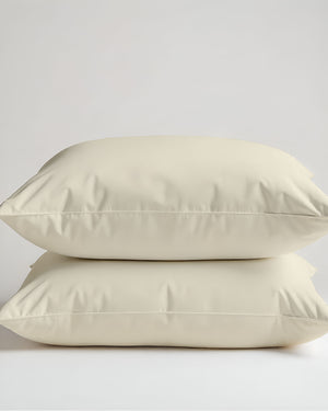 CloudCotton - Set of 2 Piece Pillow Cover with Elegant & Silky Feel in Ivory-Pillowcases-Cottingon -Slumber Sphere