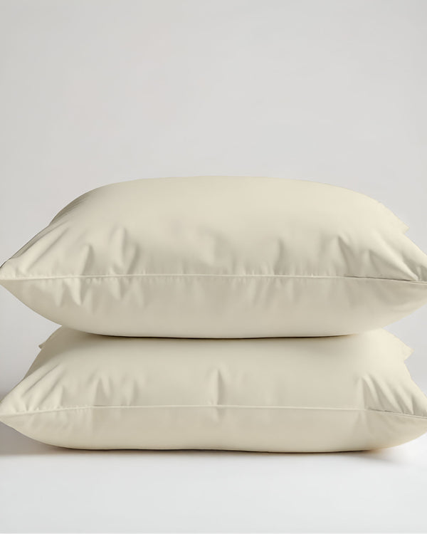 CloudCotton - Set of 2 Piece Pillow Cover with Elegant & Silky Feel in Ivory-Pillowcases-Cottingon -Slumber Sphere