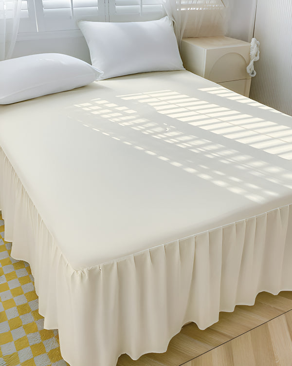 Vintage Touch- Ultra-Soft Microfiber Ruffled Bed Skirt- Ivory-Bed Skirts-Shreem Linen-Slumber Sphere