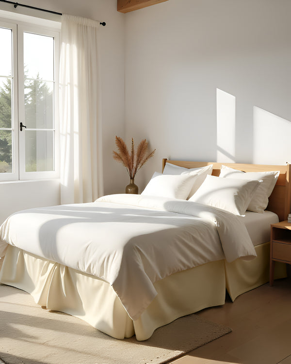 Neatflair Pleated Bed Skirt- 1 Piece, Ivory-Bed Skirts-Shreem Linen-Slumber Sphere