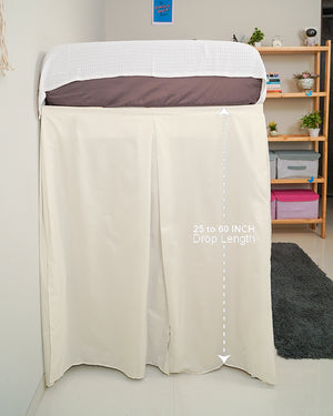 SmartPleat – Microfiber 1 Piece Pleated Dorm Bed Skirt - Ivory-Bed Skirts-Shreem Linen-Slumber Sphere