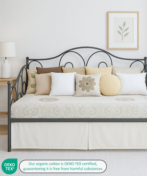 Luxe Pleated Microfiber 1 Piece Daybed Skirt- Ivory-Bed Skirts-Shreem Linen-Slumber Sphere