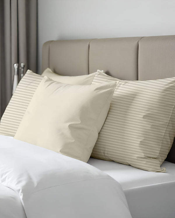 Butterscotch Mist Ivory Striped 2 Piece Pillow Covers-Pillowcases-Cottingon-Slumber Sphere