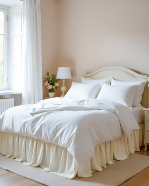 Vintage Touch- Ultra-Soft Microfiber Ruffled Bed Skirt- Ivory-Bed Skirts-Shreem Linen-Slumber Sphere