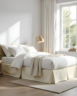 Neatflair Pleated Bed Skirt- 1 Piece, Ivory-Bed Skirts-Shreem Linen-Slumber Sphere