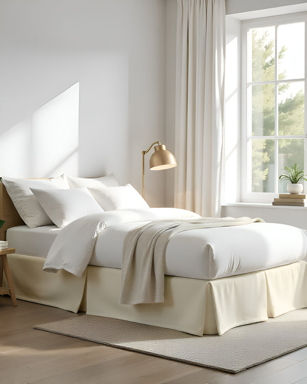 Neatflair Pleated Bed Skirt- 1 Piece, Ivory-Bed Skirts-Shreem Linen-Slumber Sphere