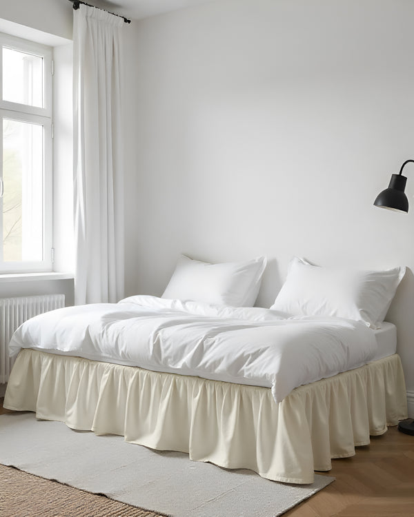 Cream Cloud Ruffle Daybed Skirt – Pure Ivory Grace-Bed Skirts-Shreem Linen-Slumber Sphere