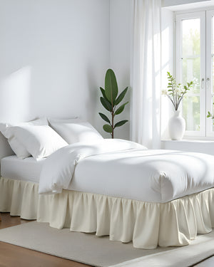 Vintage Touch- Ultra-Soft Microfiber Ruffled Bed Skirt- Ivory-Bed Skirts-Shreem Linen-Slumber Sphere