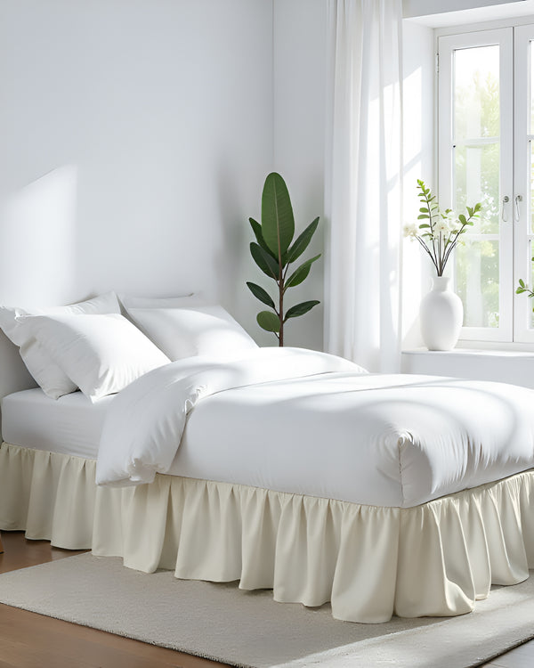 Vintage Touch- Ultra-Soft Microfiber Ruffled Bed Skirt- Ivory-Bed Skirts-Shreem Linen-Slumber Sphere