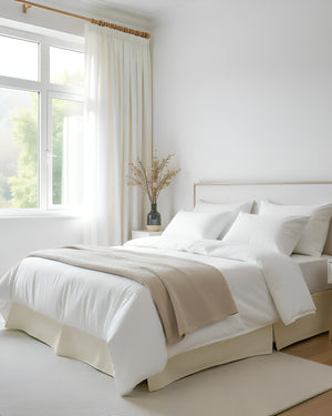 Neatflair Pleated Bed Skirt- 1 Piece, Ivory-Bed Skirts-Shreem Linen-Slumber Sphere